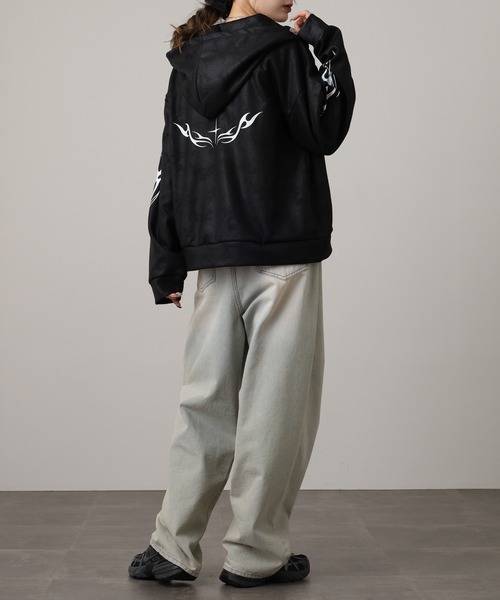 Ed Hardy（エド・ハーディー） パーカー ED HARDY PU風スウェード