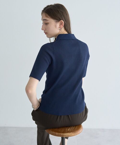 「YECCA VECCA」 半袖ニット FREE ネイビー レディース_画像5