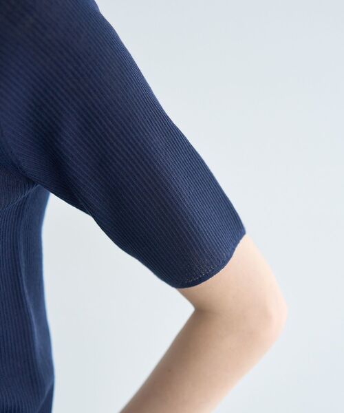 「YECCA VECCA」 半袖ニット FREE ネイビー レディース_画像7