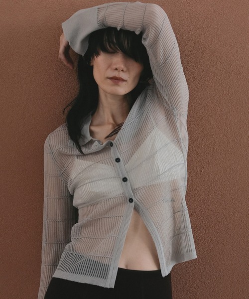 anuke（アンヌーク） ブラウス シャツ Sheerborder Knit Shirts