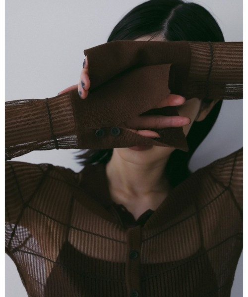 anuke（アンヌーク） ブラウス シャツ Sheerborder Knit Shirts
