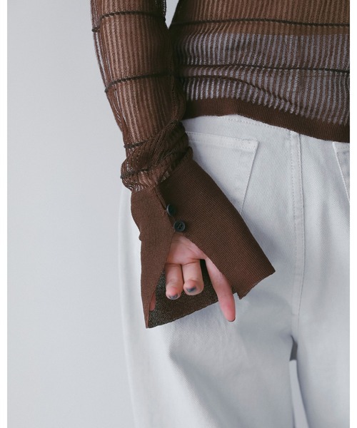 anuke（アンヌーク） ブラウス シャツ Sheerborder Knit Shirts