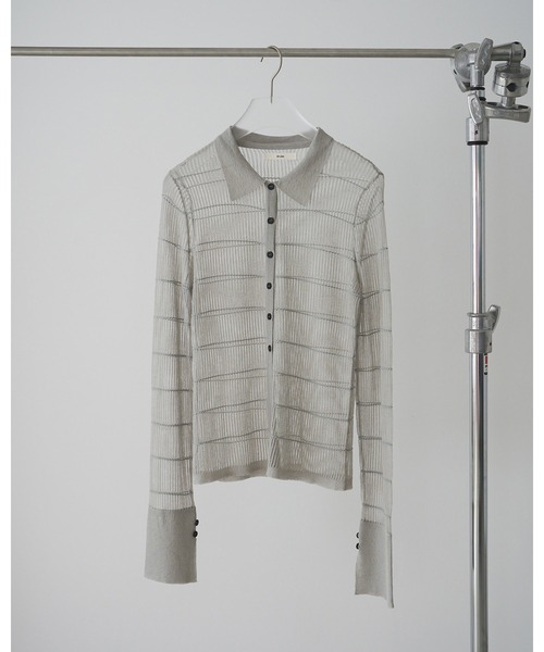 anuke（アンヌーク） ブラウス シャツ Sheerborder Knit Shirts
