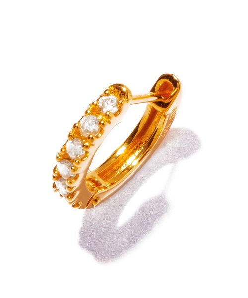 ピアス 「les bon bon」K18 half diamond hoop pierce single/ハーフ ダイヤモンド フープ ピアス BOBの画像