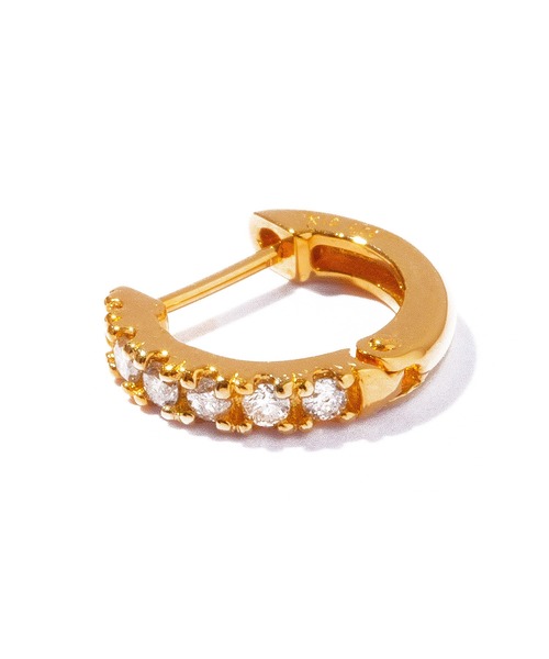 ピアス 「les bon bon」K18 half diamond hoop pierce single/ハーフ ダイヤモンド フープ ピアス BOBの画像