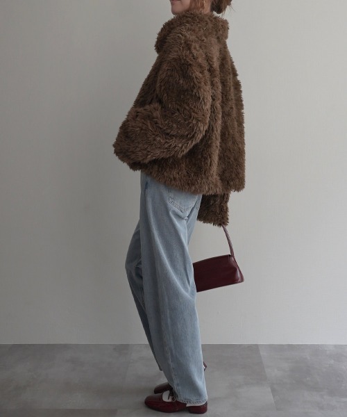 Rashik ブルゾン アウター ステンカラーファーショートブルゾン