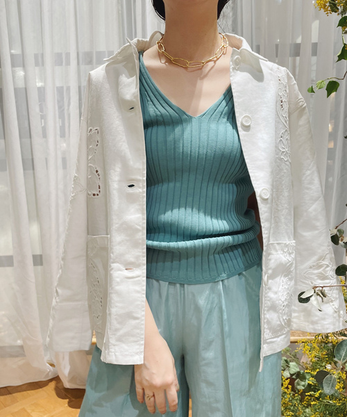 「IENA LA BOUCLE」 テーラードジャケット FREE ホワイト レディース_画像4