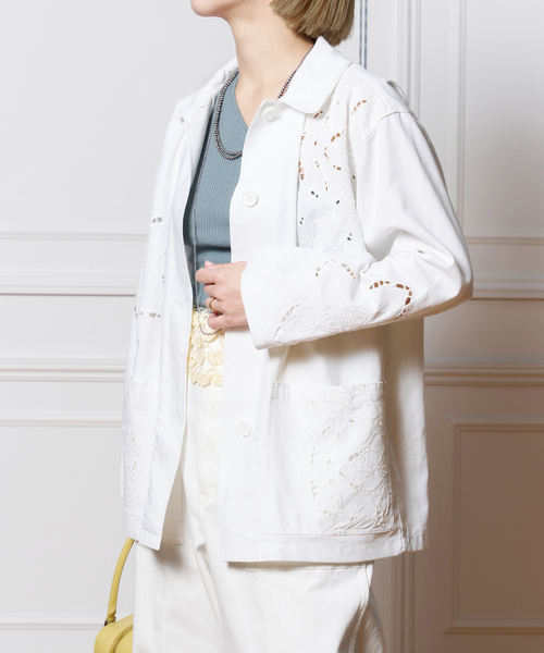 「IENA LA BOUCLE」 テーラードジャケット FREE ホワイト レディース_画像6