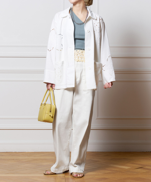 「IENA LA BOUCLE」 テーラードジャケット FREE ホワイト レディース_画像7