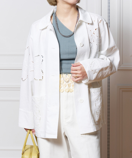 「IENA LA BOUCLE」 テーラードジャケット FREE ホワイト レディース_画像8