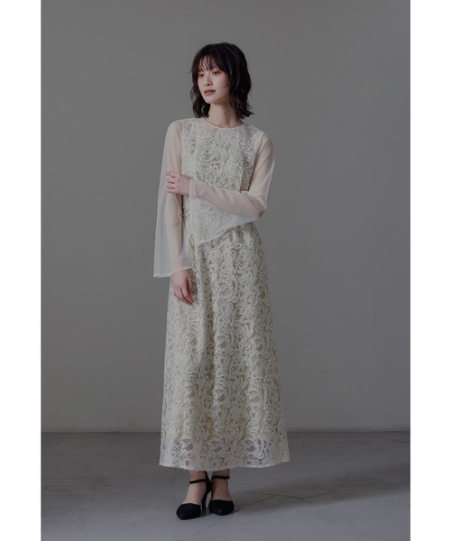 niana（ニアナ） ドレス リーフエンブロイダリーバックデザインドレス