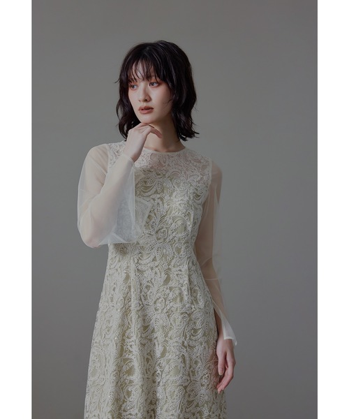 niana（ニアナ） ドレス リーフエンブロイダリーバックデザインドレス