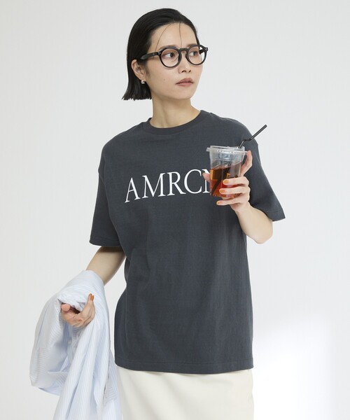 「AMERICANA」 半袖Tシャツ ONE SIZE チャコールグレー レディース_画像2