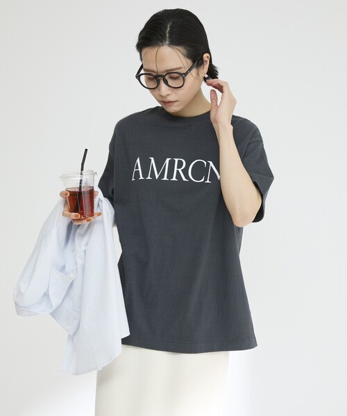 「AMERICANA」 半袖Tシャツ ONE SIZE チャコールグレー レディース_画像3