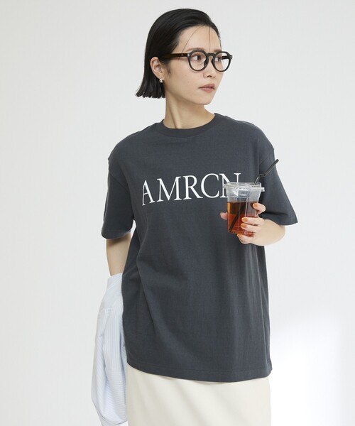 「AMERICANA」 半袖Tシャツ ONE SIZE チャコールグレー レディース_画像8