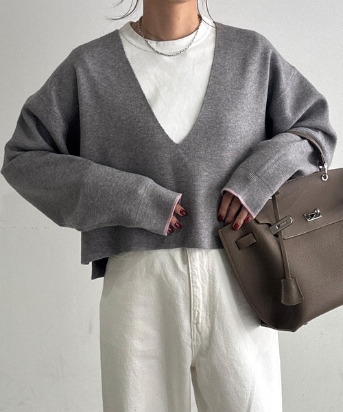 新品⭐️CITYSHOP Vネックニット グレー　フリーサイズ CITYSHOP（シティショップ） Vネックニット FREE グレー レディース