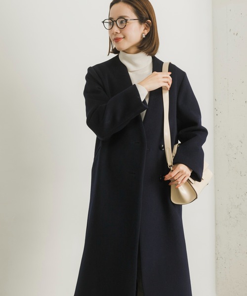 美品 アーバンリサーチドアーズ　Super110's ノーカラーコート ブラック URBAN RESEARCH Sonny Label ノーカラーコート FREE ブラック