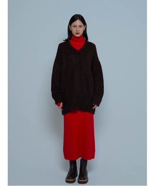 「AMAIL」 ニットワンピース FREE レッド レディース_画像2