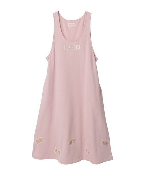 ピンクハウス　ジャンパースカート　くまネームワッペン付き　サロペットスカート 美品】PINK HOUSE デニム サロペット スカート ジャンパースカート