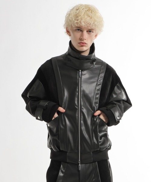 HARE ハレ　中綿レザーブルゾン　レザージャケット　ブラック　mサイズ HARE（ハレ） ブルゾン アウター 「SET UP対応」TSUNAGARIレザー