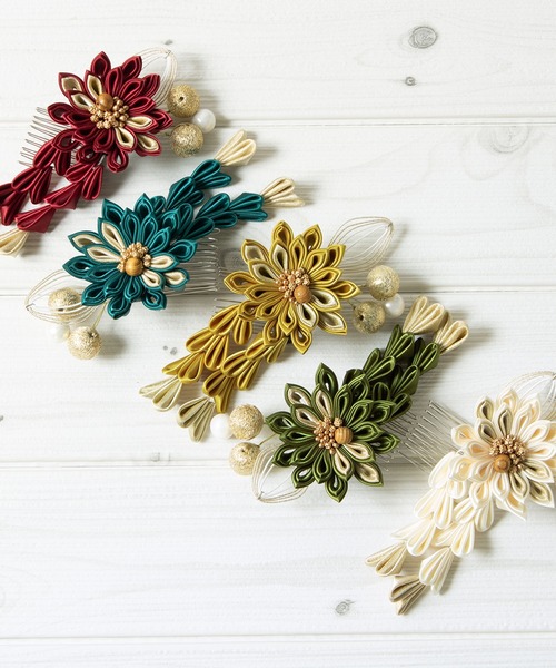 SOUBIEN（創美苑） くすみカラーのつまみ細工髪飾り レディース