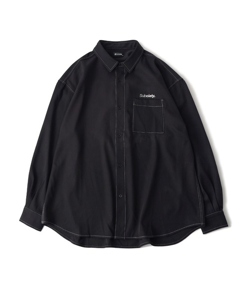 「Subciety」 長袖シャツ LARGE ブラック メンズ_画像3