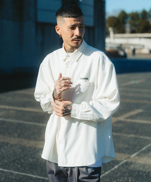 「Subciety」 長袖シャツ LARGE ブラック メンズ_画像6