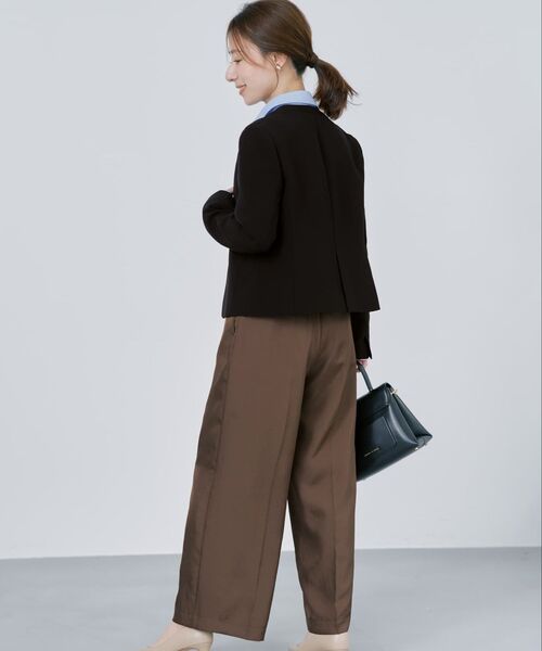 【美品】COHINA コヒナ ブラウン ノーカラー　ジャケット　パンツ　XS COHINA（コヒナ） ジャケット ノーカラージャケット トリアセジョー