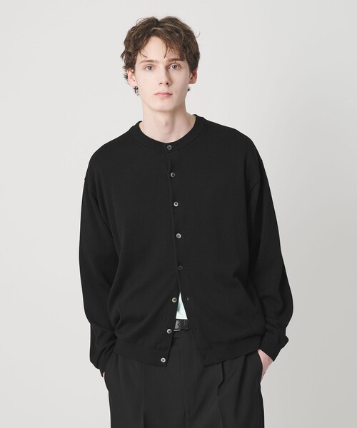 BEAUTY&YOUTH コットン クルーネック カーディガン 黒 Mサイズ BEAUTY＆YOUTH UNITED ARROWS カーディガン コットン 8B クルーネック