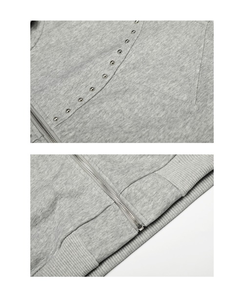 mushwear（マッシュウェア） パーカー スタッズアクセントジップ