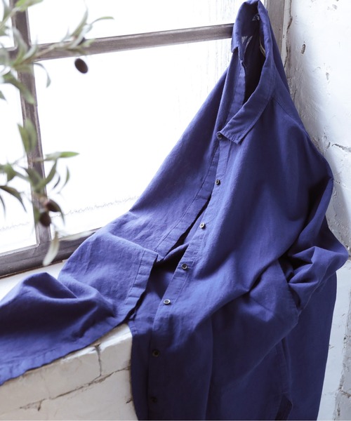 「soulberry」 シャツワンピース 4L ブルー レディース_画像5