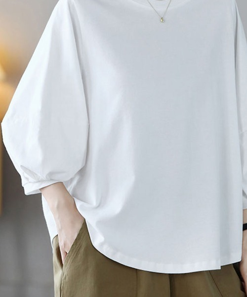 tシャツ 「大人きれいめカジュアル♪」七分袖シンプルクルーネック