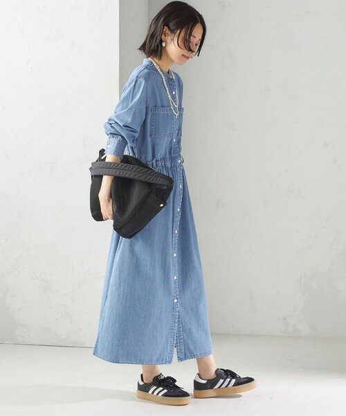 「SHIPS」 長袖ワンピース ONE SIZE ブルー レディースの画像