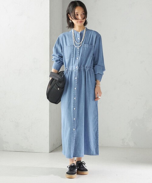 「SHIPS」 長袖ワンピース ONE SIZE ブルー レディースの画像