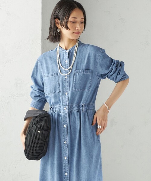 「SHIPS」 長袖ワンピース ONE SIZE ブルー レディースの画像