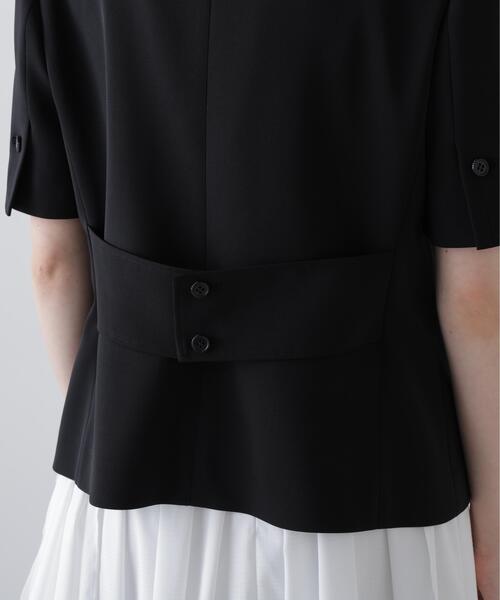 ジャケット ノーカラージャケット ストレッチジョーゼットジャケット レディースの画像