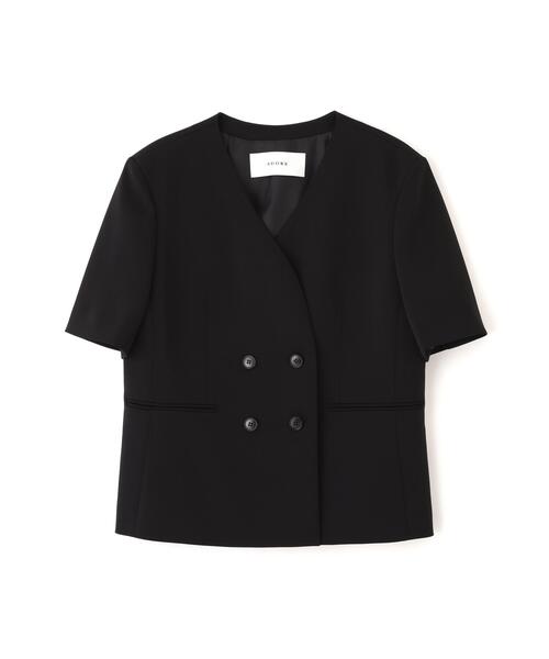 ジャケット ノーカラージャケット ストレッチジョーゼットジャケット レディースの画像