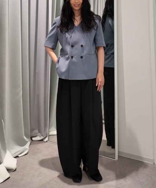 ジャケット ノーカラージャケット ストレッチジョーゼットジャケット レディースの画像