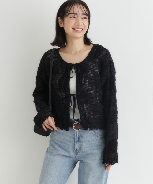 BACK NUMBER カーディガン BACK NUMBER(バックナンバー)シアー刺繍