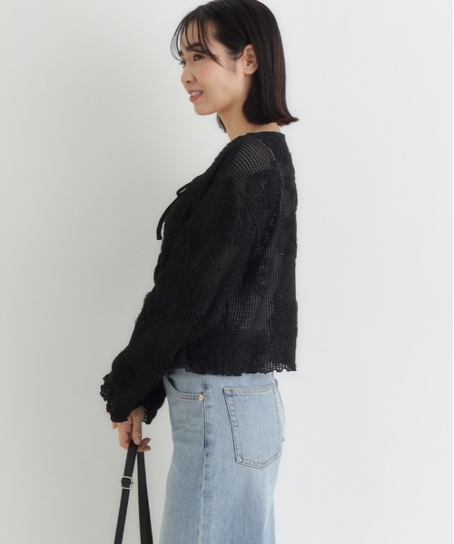 BACK NUMBER カーディガン BACK NUMBER(バックナンバー)シアー刺繍