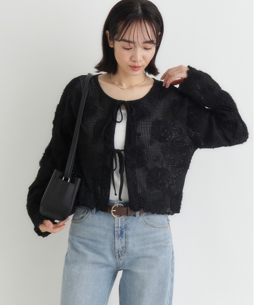 BACK NUMBER カーディガン BACK NUMBER(バックナンバー)シアー刺繍