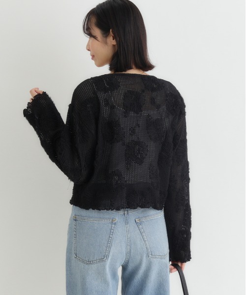 BACK NUMBER カーディガン BACK NUMBER(バックナンバー)シアー刺繍