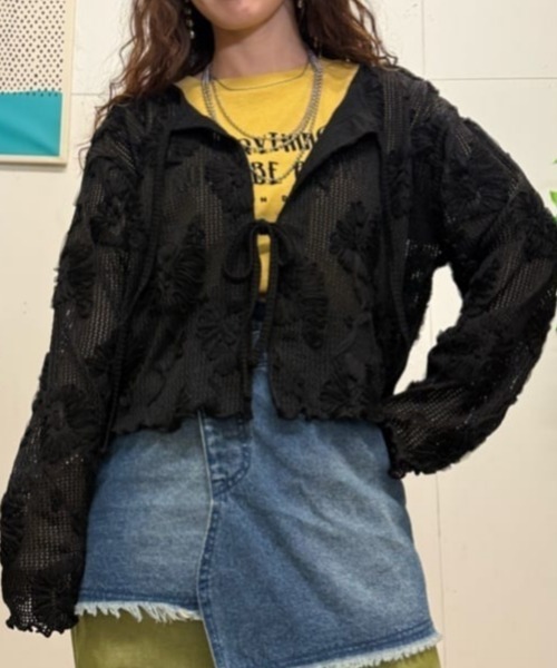 BACK NUMBER カーディガン BACK NUMBER(バックナンバー)シアー刺繍