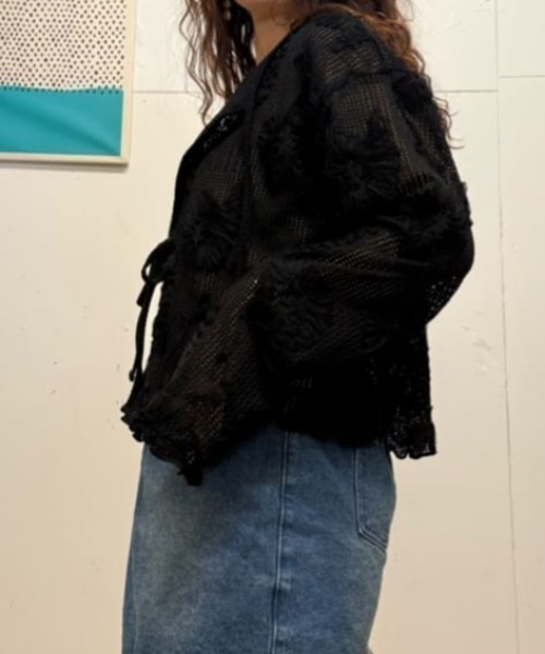 BACK NUMBER カーディガン BACK NUMBER(バックナンバー)シアー刺繍