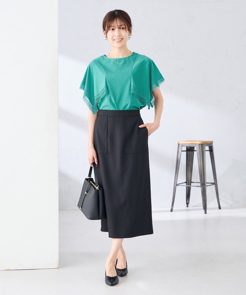スカート 「洗える」ストレッチナロースカートの画像