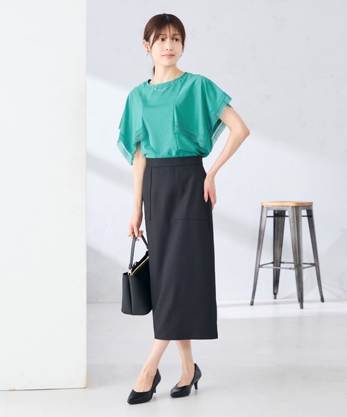 スカート 「洗える」ストレッチナロースカートの画像