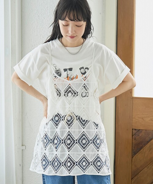 coen（コーエン） キャミソール 2way刺繍レース キャミソールビスチェ