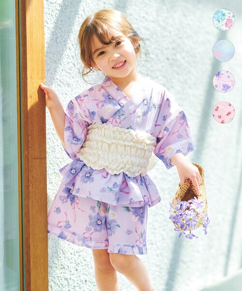 ANY（エニィ） 浴衣 簡単帯付き 甚平セット キッズ 子供 女の子