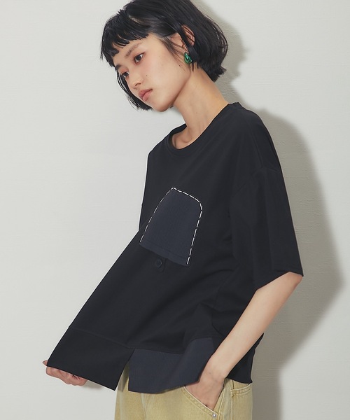 tシャツ 異素材切り替えTシャツ レディース | ブランド登録なし | 02