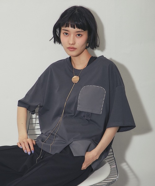 tシャツ 異素材切り替えTシャツ レディース | ブランド登録なし | 06